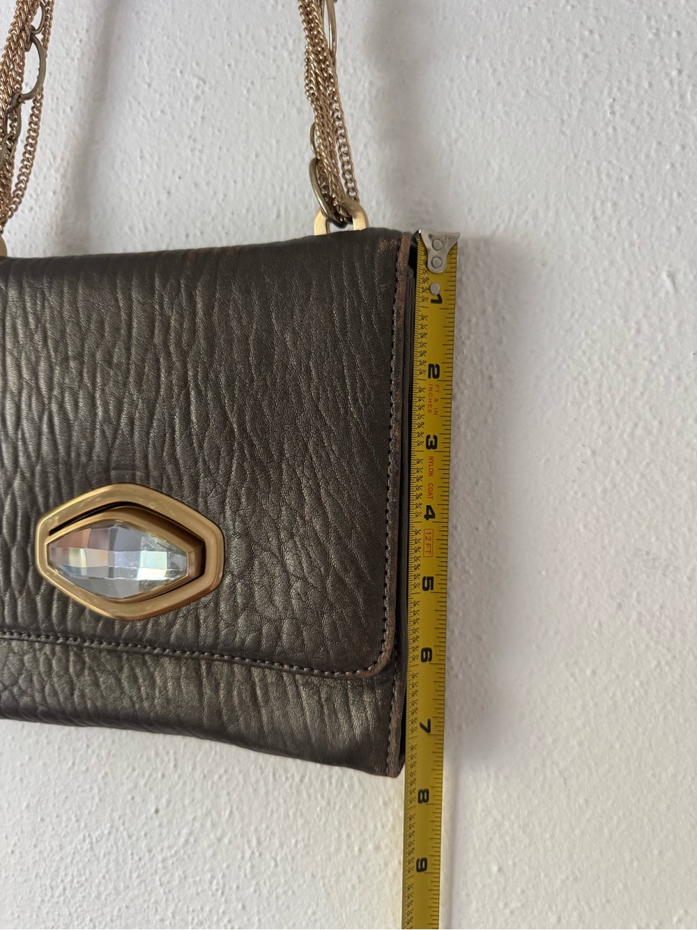 Vintage 2000s Alexis Hudson Gunmetal Crystal and Pebbled Leather Chain Purse - Picture 12 of 16